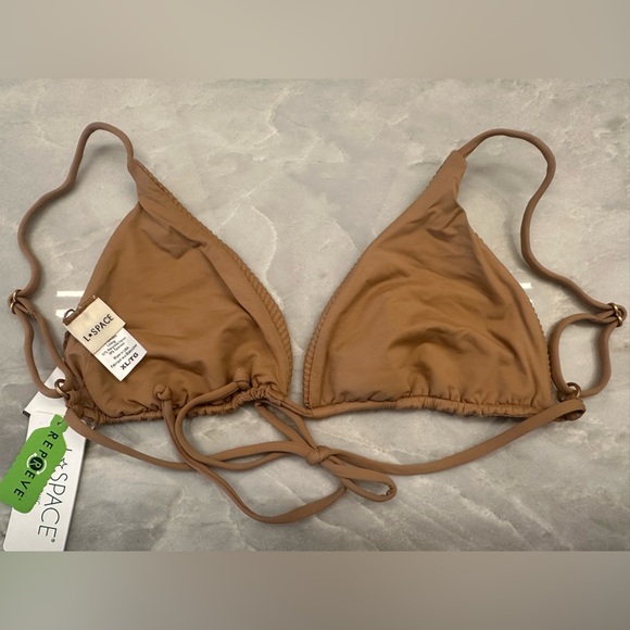 NWT! L*Space Brittany Ribbed Bikini Top in camel. XL. $88 - Picture 5 of 5